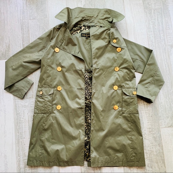 Baby Phat Double-Breasted Trench Coat Weather Leopard Camo Green Trench Coat - Picture 11 of 15